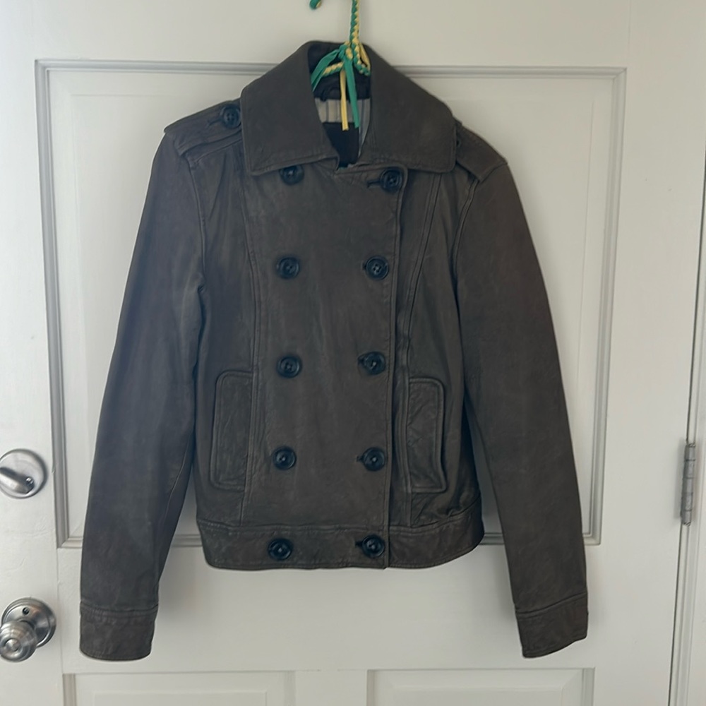 Gap Gray Leather Jacket - image 1